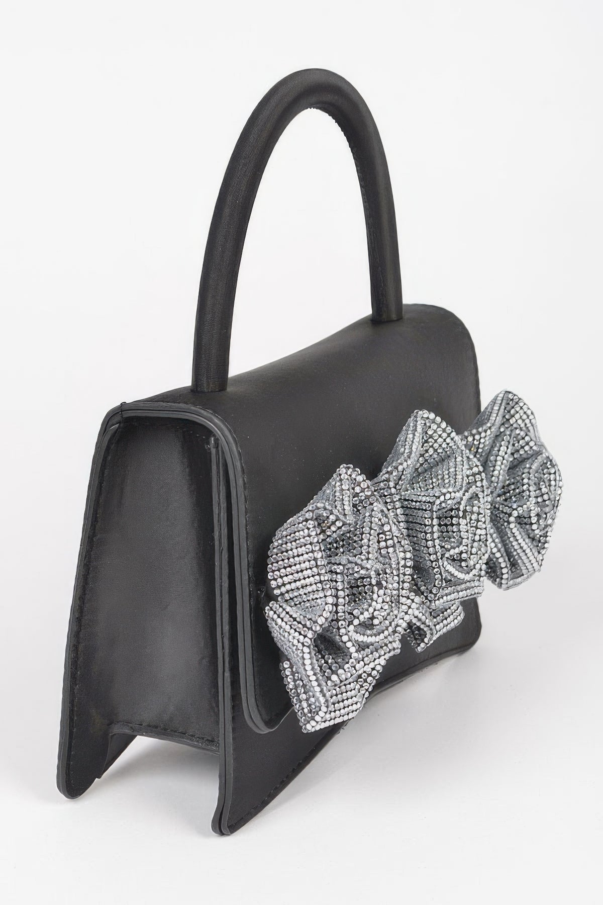 Rhinestone flower statement handbag detail view