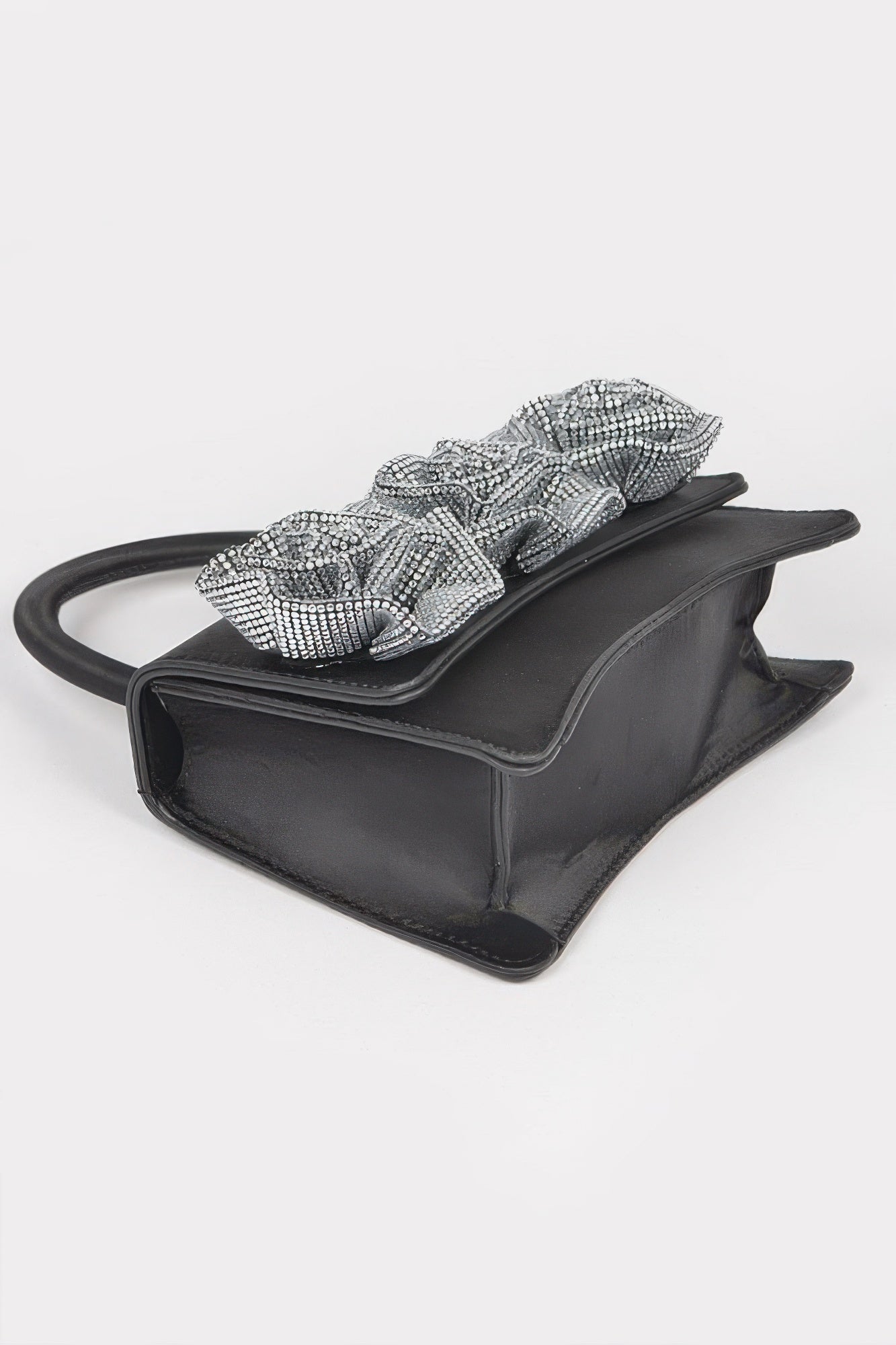 Rhinestone flower statement handbag detail view