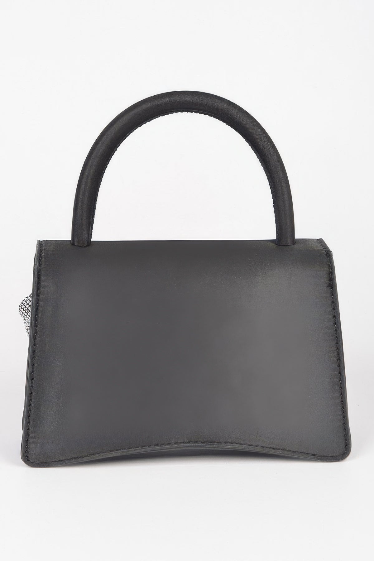 Rhinestone flower statement handbag detail view