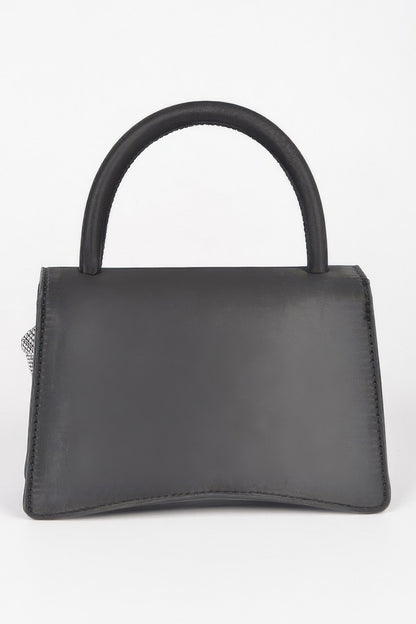 Rhinestone flower statement handbag detail view