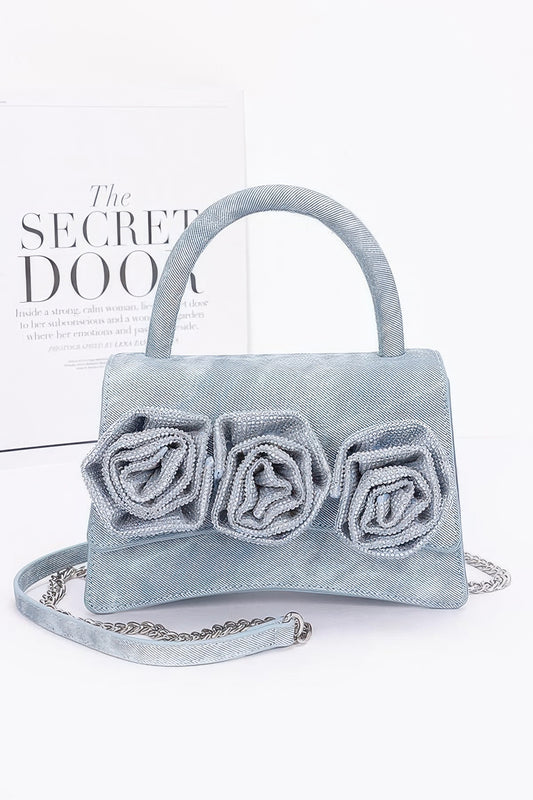 Rhinestone flower statement handbag by The Simple Co.