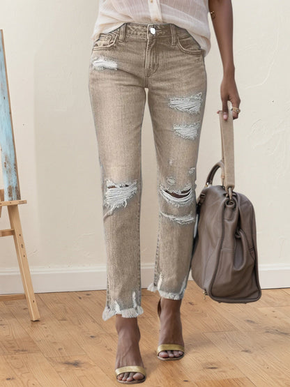 Ripped Straight Jeans – Minimal Elegance | The Simple Co – Practical cottage, minimalist style, quiet luxury aesthetic, modern essential – The Simple Co.