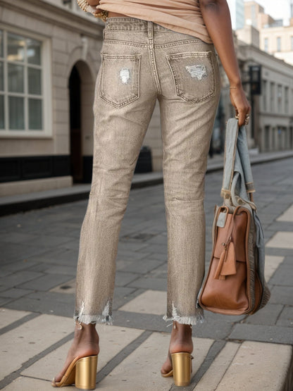 Ripped Straight Jeans – Minimal Elegance | The Simple Co – Practical cottage, minimalist style, quiet luxury aesthetic, modern essential – The Simple Co.