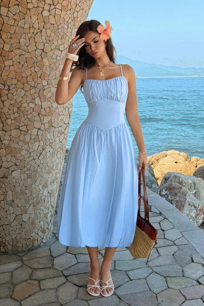 Ruched-Bust A-Line Dress – Dresses, minimalist style, quiet luxury aesthetic, modern essential – The Simple Co.