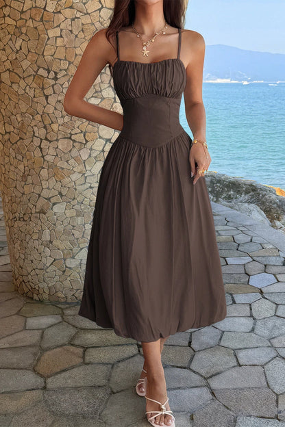 Ruched-Bust A-Line Dress – Dresses, minimalist style, quiet luxury aesthetic, modern essential – The Simple Co.