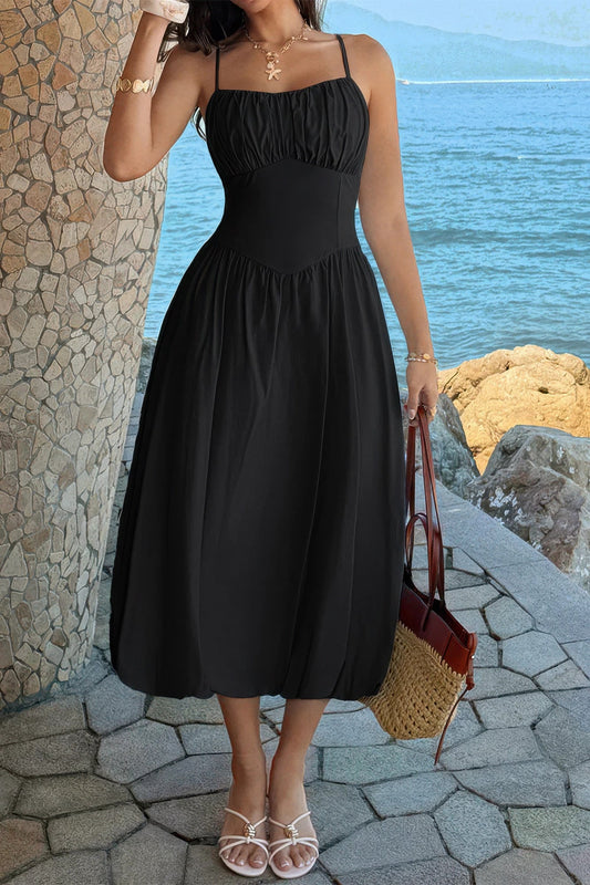 Ruched-Bust A-Line Dress – Dresses, minimalist style, quiet luxury aesthetic, modern essential – The Simple Co.