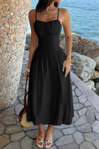 Ruched-Bust A-Line Dress – Dresses, minimalist style, quiet luxury aesthetic, modern essential – The Simple Co.