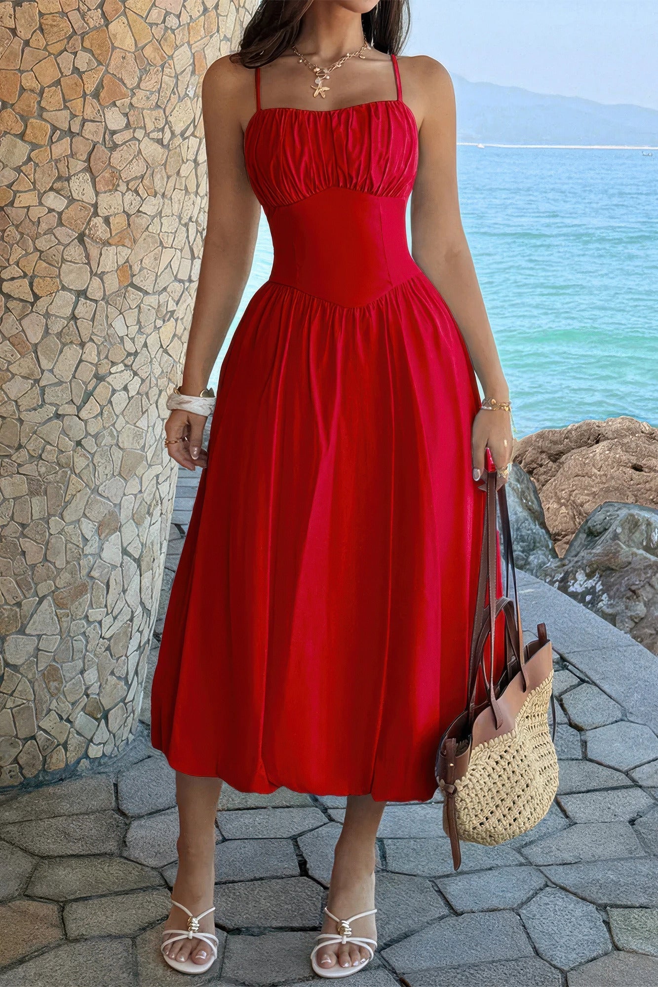 Ruched-Bust A-Line Dress – Dresses, minimalist style, quiet luxury aesthetic, modern essential – The Simple Co.
