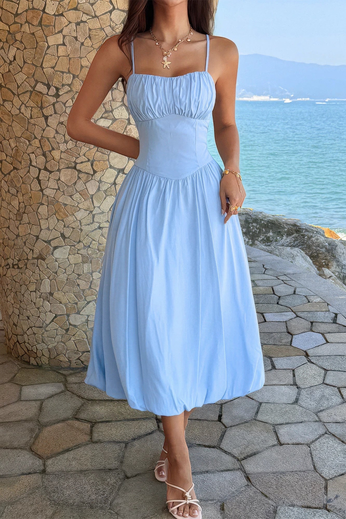 Ruched-Bust A-Line Dress – Dresses, minimalist style, quiet luxury aesthetic, modern essential – The Simple Co.