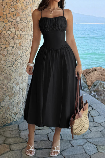 Ruched-Bust A-Line Dress – Dresses, minimalist style, quiet luxury aesthetic, modern essential – The Simple Co.
