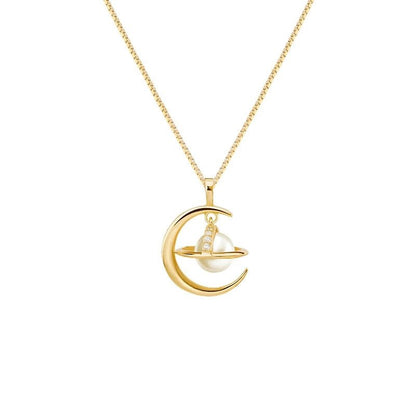 Saturn Planet Necklace - Niche Design Clavicle Chain – Minimal Elegance | The Simple Co – Necklaces (Minimalist / Statement / Unis, minimalist style, quiet luxury aesthetic, modern essential – The Simple Co.