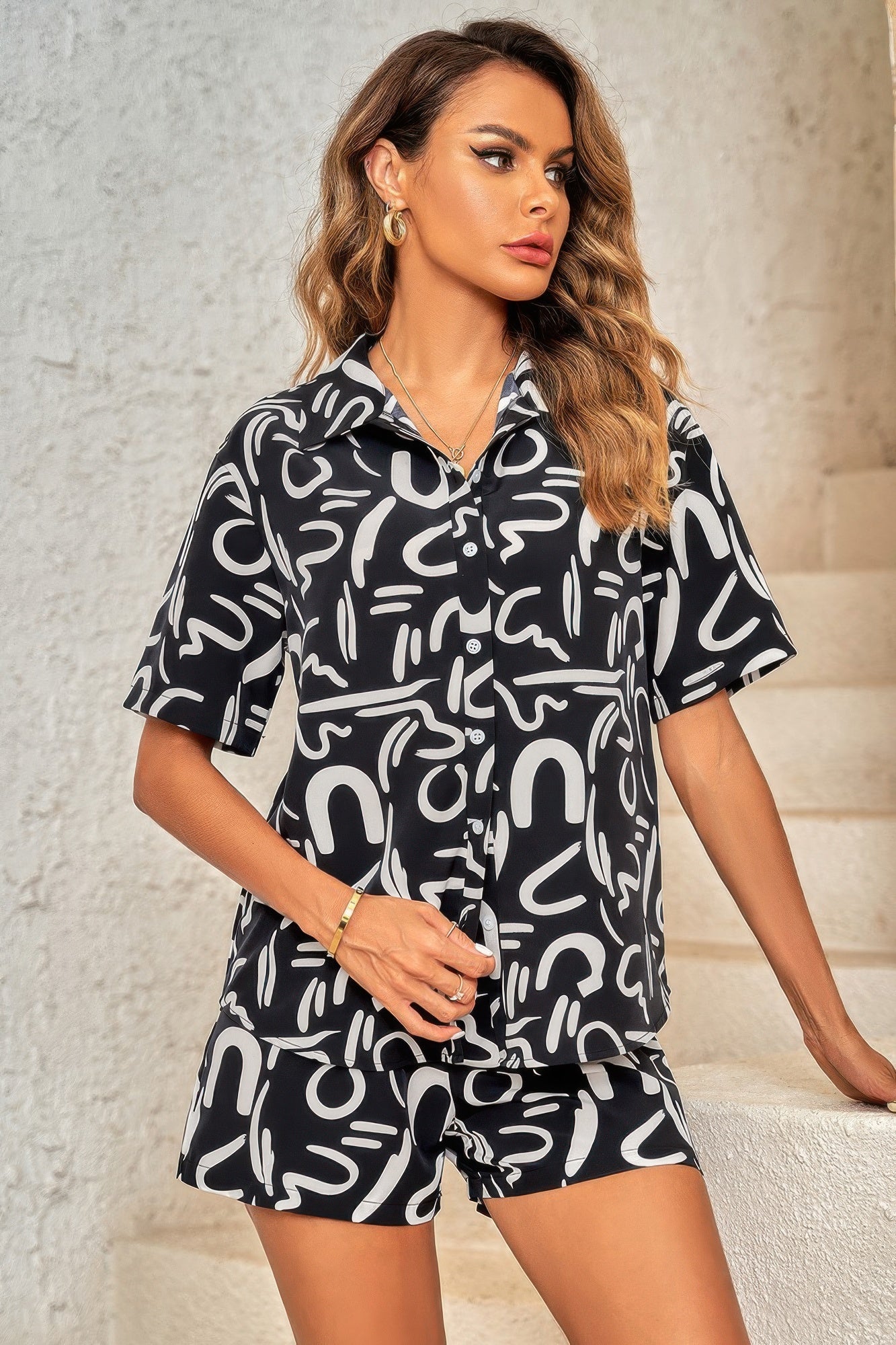 Sequin Lips Shirt & Shorts Set – Sets, minimalist style, quiet luxury aesthetic, modern essential – The Simple Co.