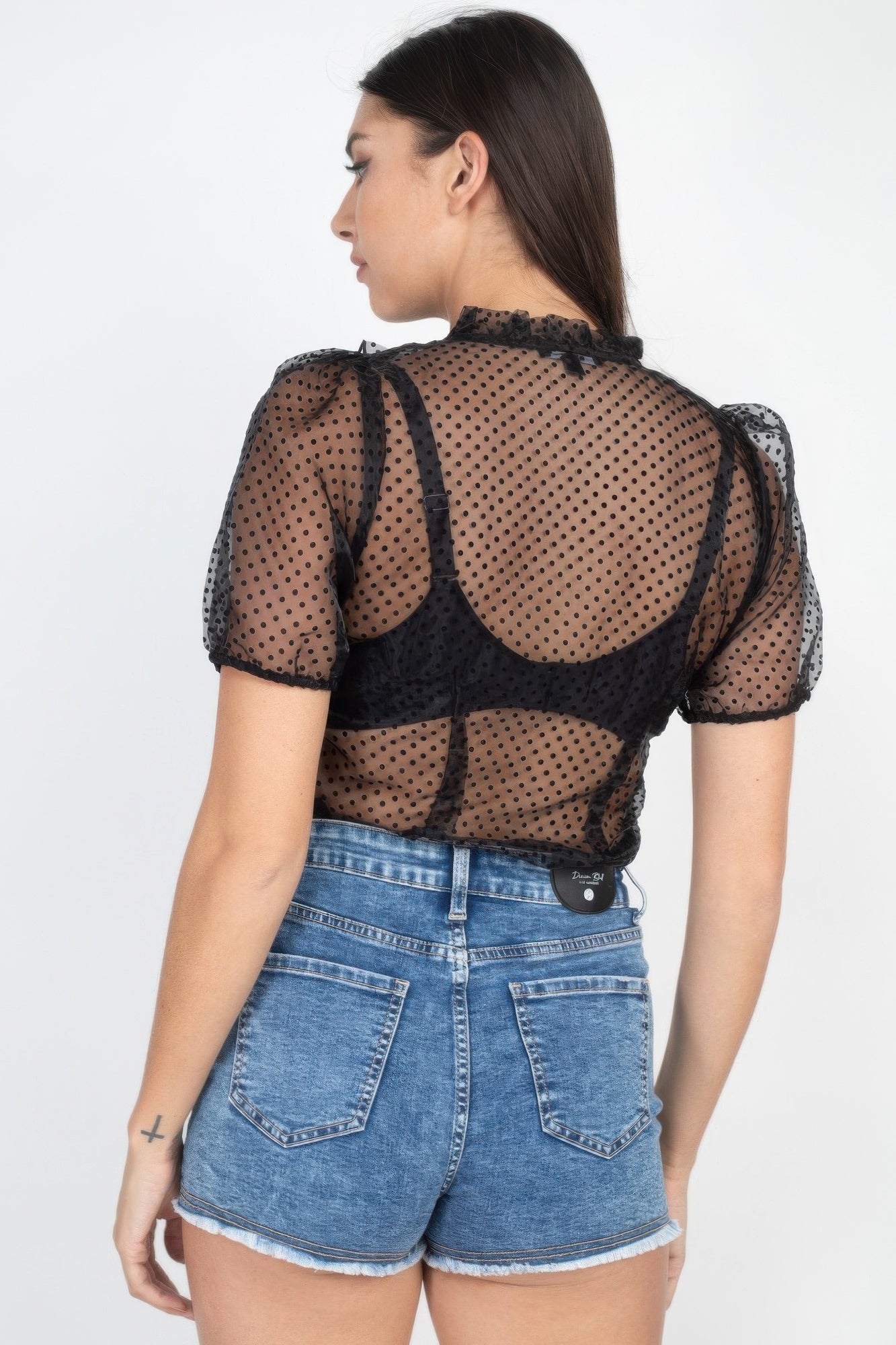 Sheer Ruffle-Trim Polka-Dot Top – Tops, minimalist style, quiet luxury aesthetic, modern essential – The Simple Co.