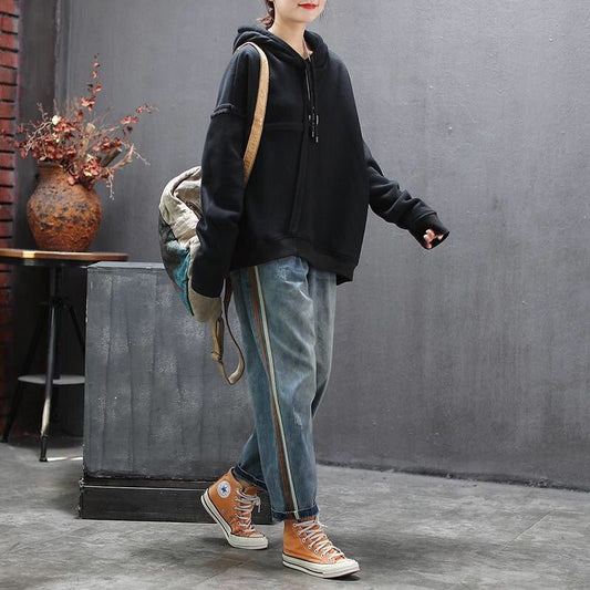 Side Striped Patchwork Jeans - 2026 Winter Collection Artsy Denim Pants – Minimal Elegance | The Simple Co – Bottoms, minimalist style, quiet luxury aesthetic, modern essential – The Simple Co.