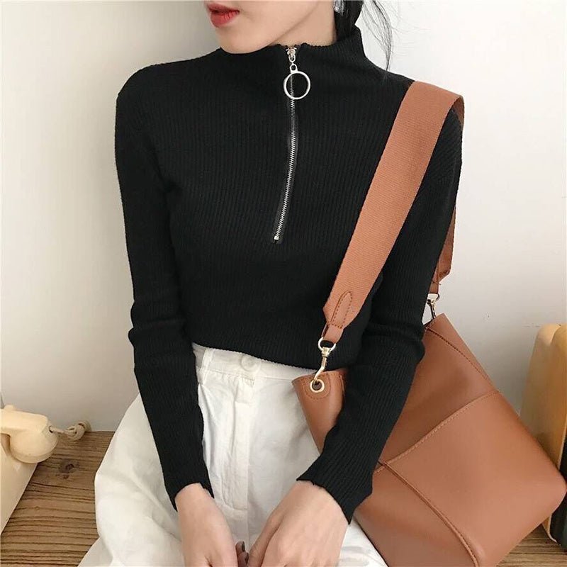 Slim Fit Half - Zip Turtleneck Sweater – Minimal Elegance | The Simple Co – Practical cottage, minimalist style, quiet luxury aesthetic, modern essential – The Simple Co.