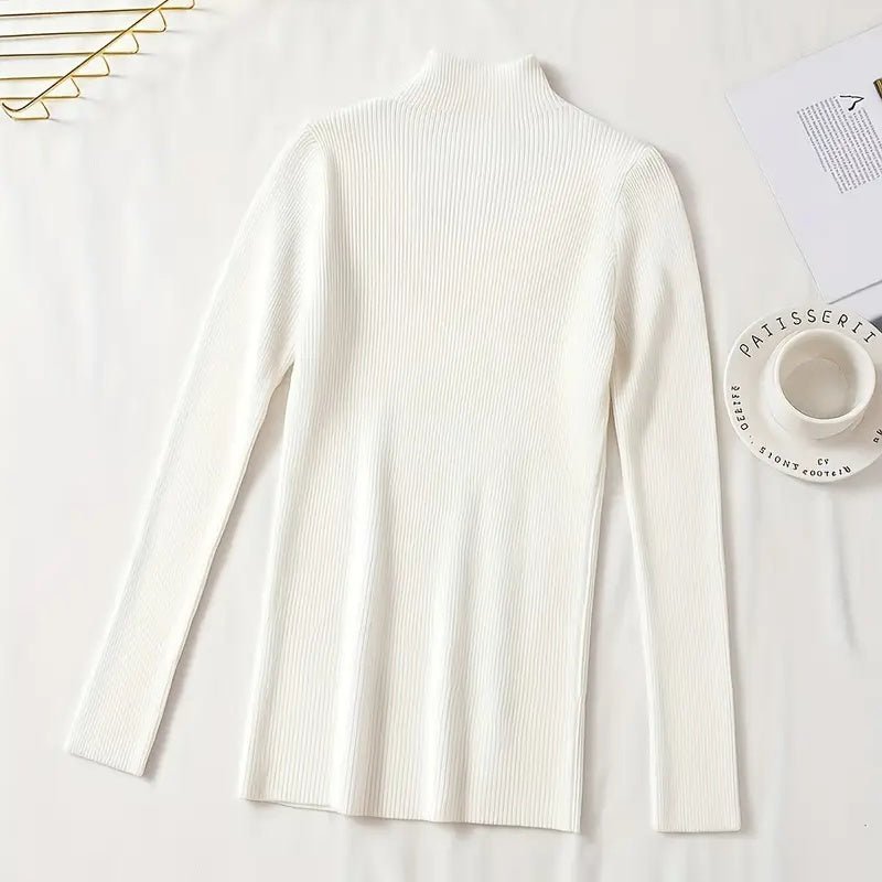 Slim Fit Half - Zip Turtleneck Sweater – Minimal Elegance | The Simple Co – Practical cottage, minimalist style, quiet luxury aesthetic, modern essential – The Simple Co.