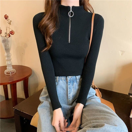 Slim Fit Half - Zip Turtleneck Sweater – Minimal Elegance | The Simple Co – Practical cottage, minimalist style, quiet luxury aesthetic, modern essential – The Simple Co.