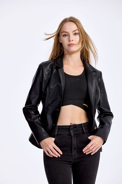 Slim - Fit Lightweight PU Leather Moto Jacket – Minimal Elegance | The Simple Co – Women's Outerwear, minimalist style, quiet luxury aesthetic, modern essential – The Simple Co.