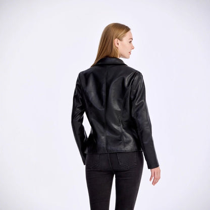 Slim - Fit Lightweight PU Leather Moto Jacket – Minimal Elegance | The Simple Co – Women's Outerwear, minimalist style, quiet luxury aesthetic, modern essential – The Simple Co.