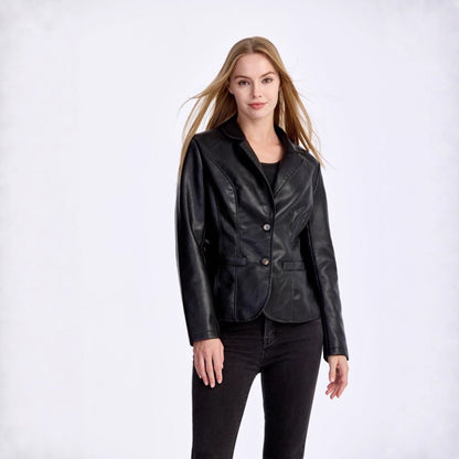 Slim - Fit Lightweight PU Leather Moto Jacket – Minimal Elegance | The Simple Co – Women's Outerwear, minimalist style, quiet luxury aesthetic, modern essential – The Simple Co.