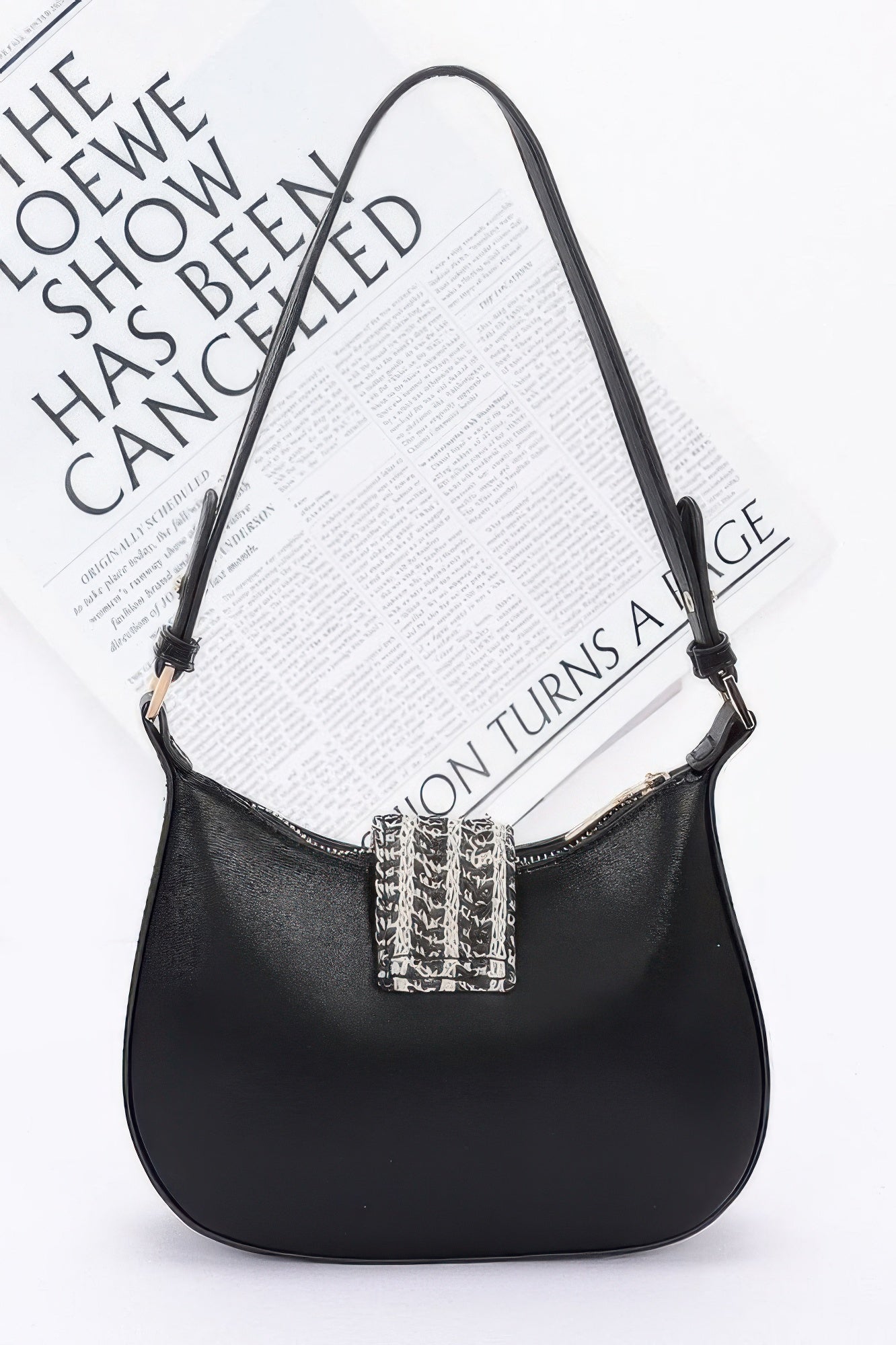Black soft hobo shoulder handbag by The Simple Co.