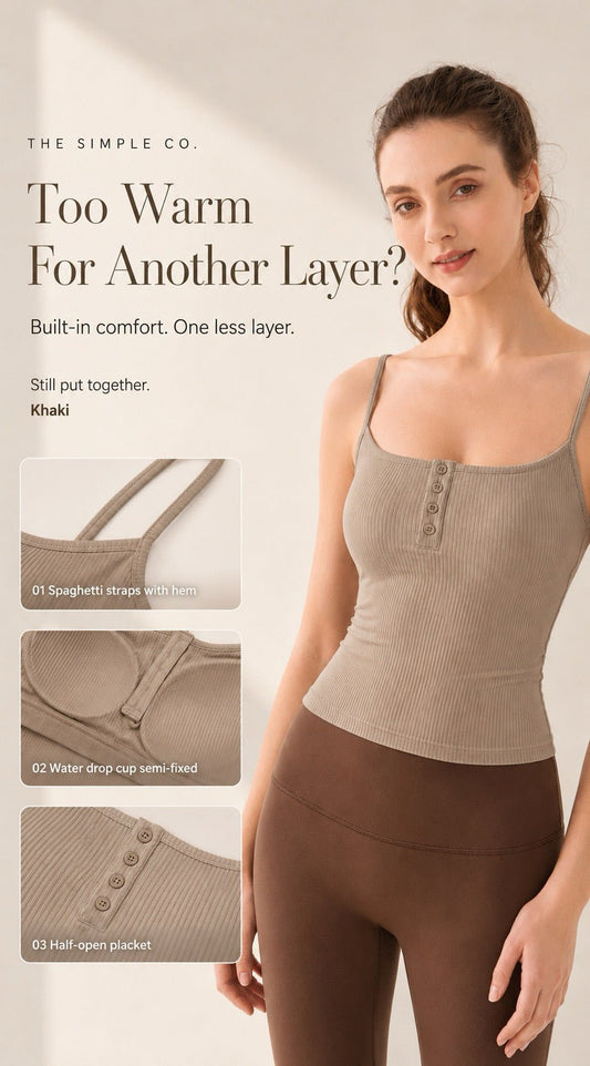 Square Neck Built-In Bra Cami Top – Sleeveless Tops, minimalist style, quiet luxury aesthetic, modern essential – The Simple Co.