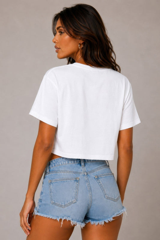 Star-Print Cropped Cotton Tee – Tops, minimalist style, quiet luxury aesthetic, modern essential – The Simple Co.