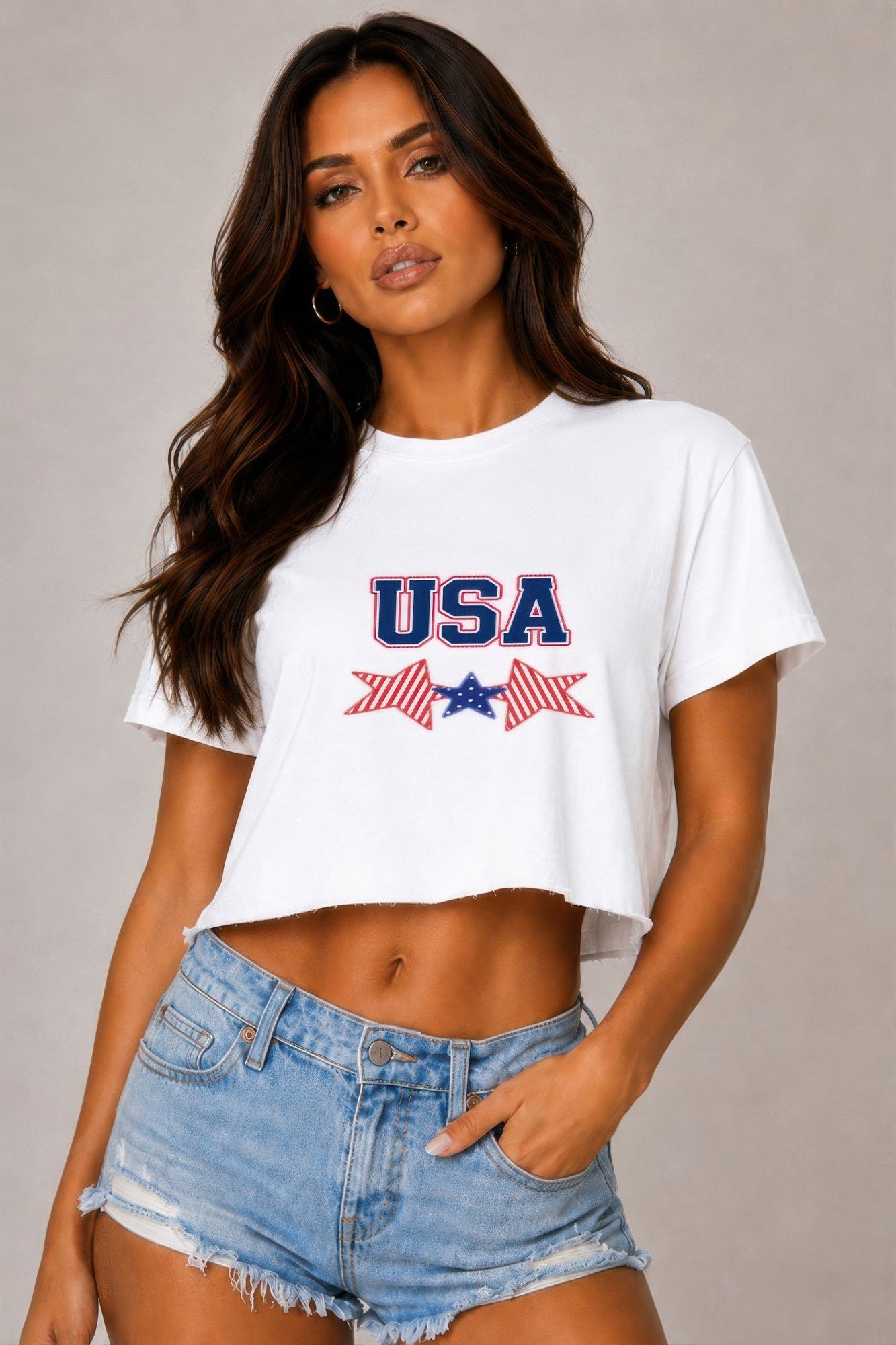 Star-Print Cropped Cotton Tee – Tops, minimalist style, quiet luxury aesthetic, modern essential – The Simple Co.