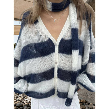 Striped Cardigan Sweater – Minimal Elegance | The Simple Co – Practical cottage, minimalist style, quiet luxury aesthetic, modern essential – The Simple Co.