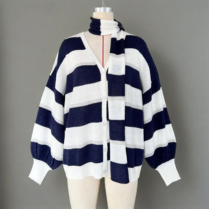 Striped Cardigan Sweater – Minimal Elegance | The Simple Co – Practical cottage, minimalist style, quiet luxury aesthetic, modern essential – The Simple Co.