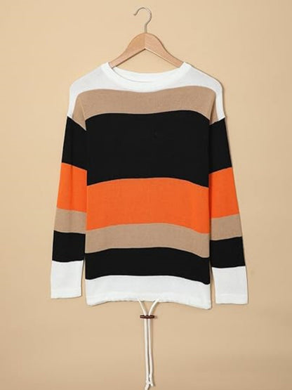 Striped Color Block Hoodie – Minimal Elegance | The Simple Co – Practical cottage, minimalist style, quiet luxury aesthetic, modern essential – The Simple Co.