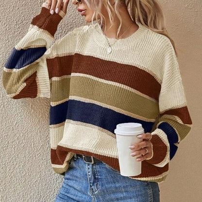 Striped Color Block Sweater – Minimal Elegance | The Simple Co – Practical cottage, minimalist style, quiet luxury aesthetic, modern essential – The Simple Co.
