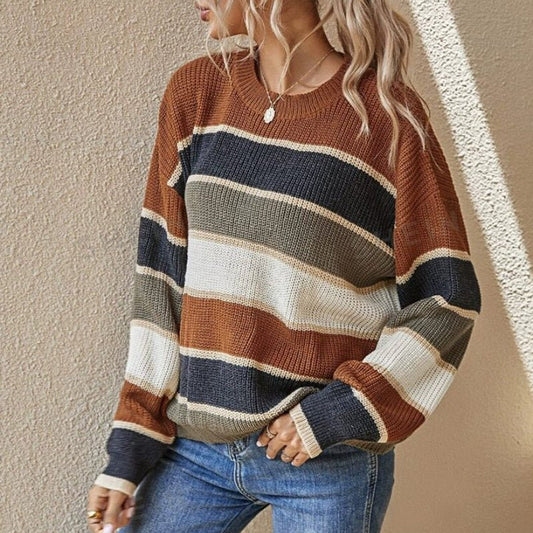 Striped Color Block Sweater – Minimal Elegance | The Simple Co – Practical cottage, minimalist style, quiet luxury aesthetic, modern essential – The Simple Co.