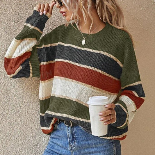 Striped Color Block Sweater – Minimal Elegance | The Simple Co – Practical cottage, minimalist style, quiet luxury aesthetic, modern essential – The Simple Co.
