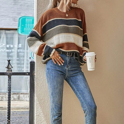 Striped Color Block Sweater – Minimal Elegance | The Simple Co – Practical cottage, minimalist style, quiet luxury aesthetic, modern essential – The Simple Co.