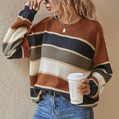 Striped Color Block Sweater – Minimal Elegance | The Simple Co – Practical cottage, minimalist style, quiet luxury aesthetic, modern essential – The Simple Co.