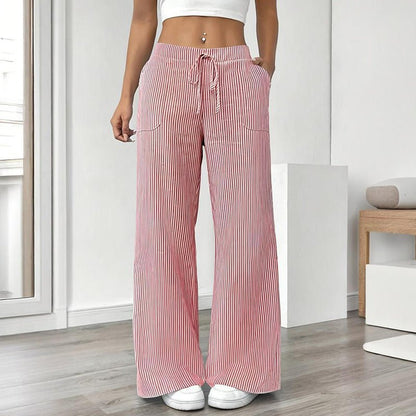 Striped Wide Leg Pants – Minimal Elegance | The Simple Co – Practical cottage, minimalist style, quiet luxury aesthetic, modern essential – The Simple Co.