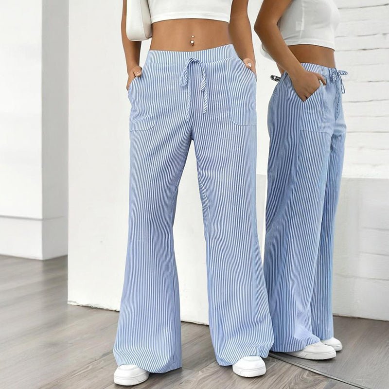 Striped Wide Leg Pants – Minimal Elegance | The Simple Co – Practical cottage, minimalist style, quiet luxury aesthetic, modern essential – The Simple Co.