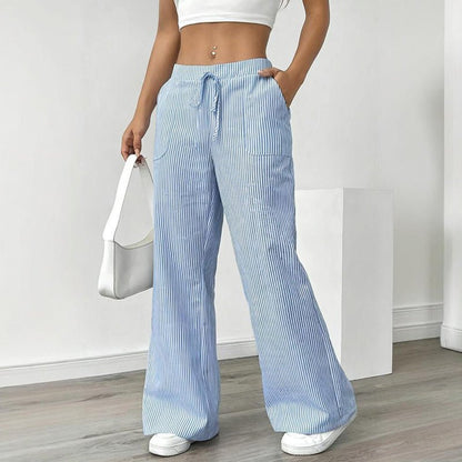 Striped Wide Leg Pants – Minimal Elegance | The Simple Co – Practical cottage, minimalist style, quiet luxury aesthetic, modern essential – The Simple Co.