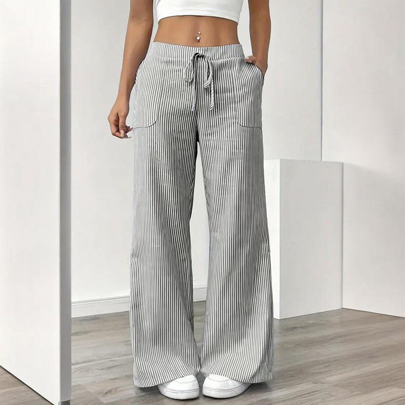 Striped Wide Leg Pants – Minimal Elegance | The Simple Co – Practical cottage, minimalist style, quiet luxury aesthetic, modern essential – The Simple Co.