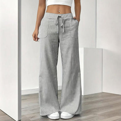 Striped Wide Leg Pants – Minimal Elegance | The Simple Co – Practical cottage, minimalist style, quiet luxury aesthetic, modern essential – The Simple Co.