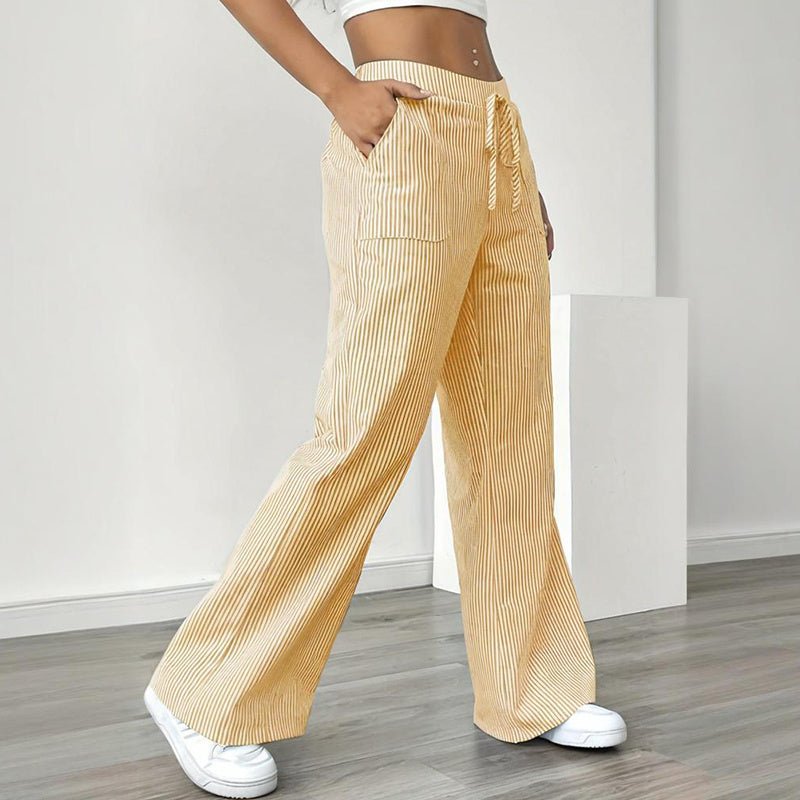 Striped Wide Leg Pants – Minimal Elegance | The Simple Co – Practical cottage, minimalist style, quiet luxury aesthetic, modern essential – The Simple Co.