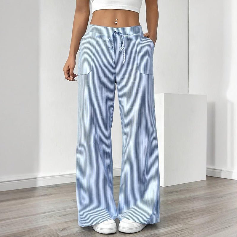 Striped Wide Leg Pants – Minimal Elegance | The Simple Co – Practical cottage, minimalist style, quiet luxury aesthetic, modern essential – The Simple Co.