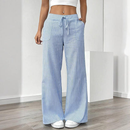 Striped Wide Leg Pants – Minimal Elegance | The Simple Co – Practical cottage, minimalist style, quiet luxury aesthetic, modern essential – The Simple Co.