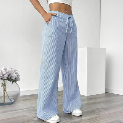 Striped Wide Leg Pants – Minimal Elegance | The Simple Co – Practical cottage, minimalist style, quiet luxury aesthetic, modern essential – The Simple Co.