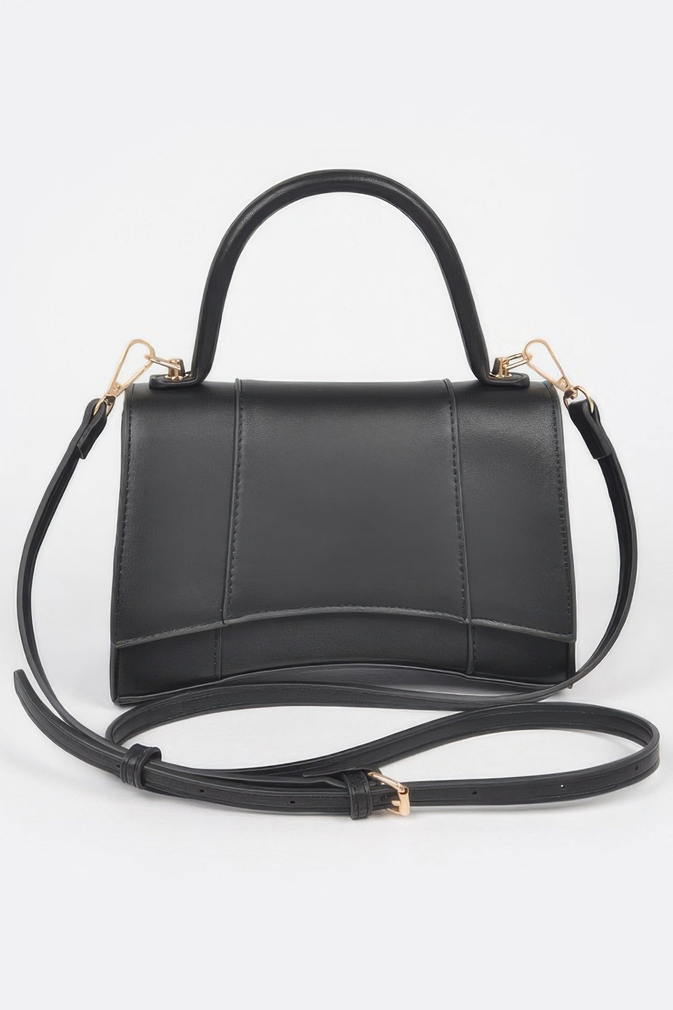 Black structured top handle handbag by The Simple Co.