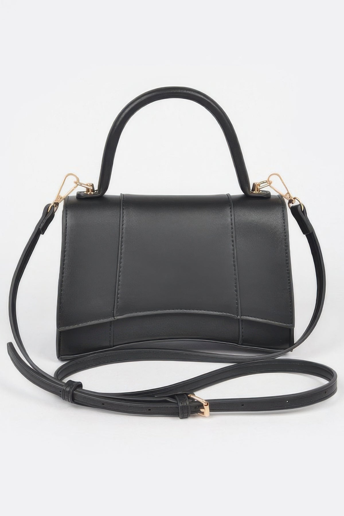 Black structured top handle handbag by The Simple Co.