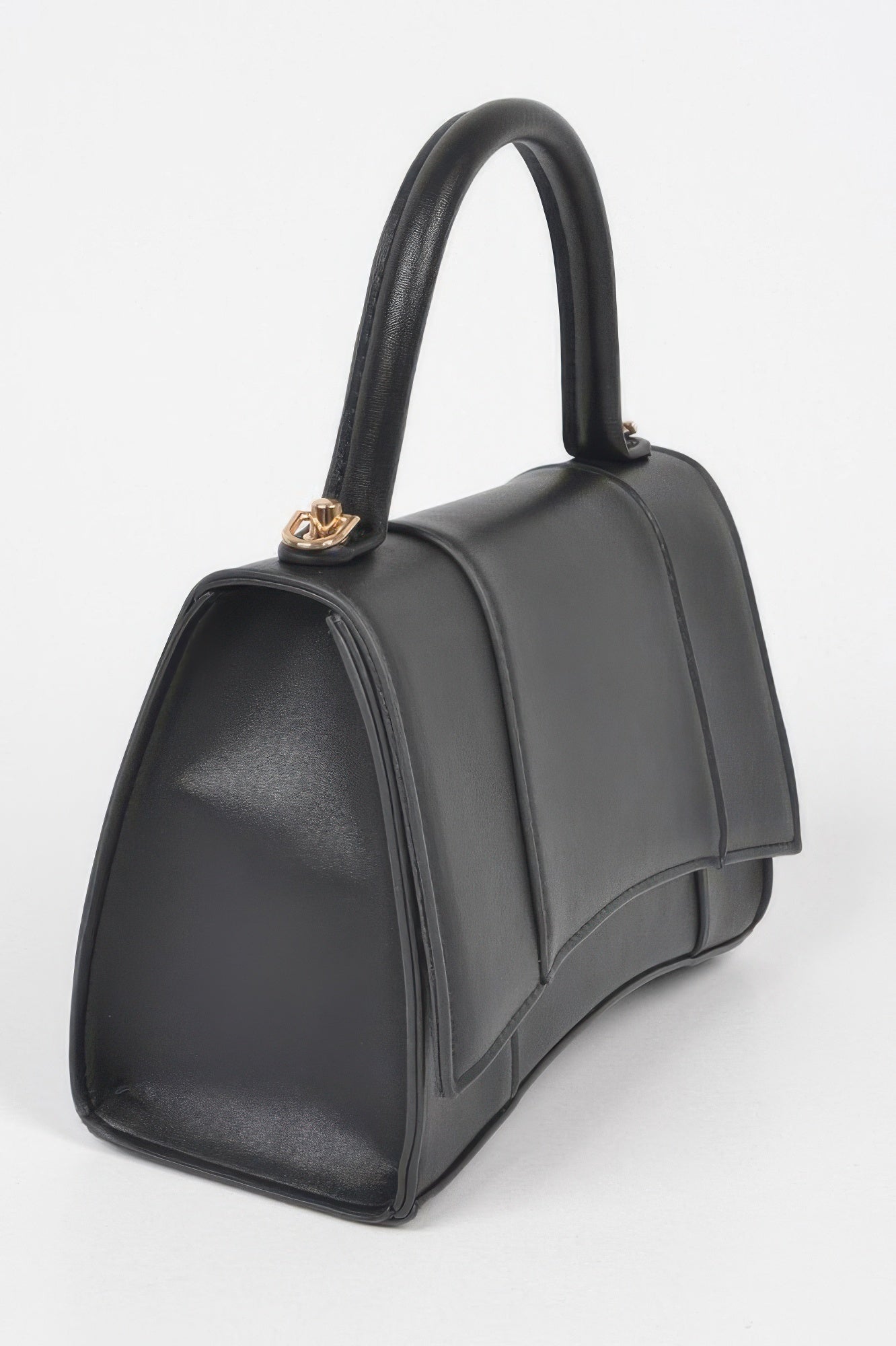 Structured top handle handbag detail view