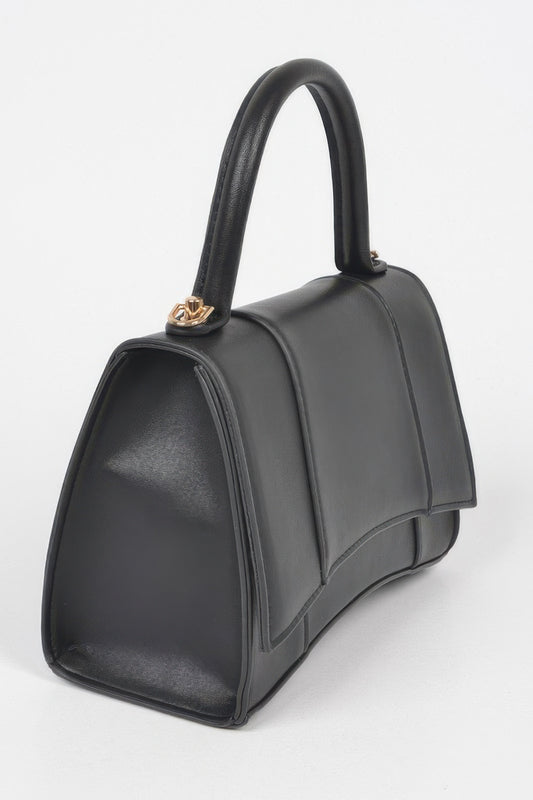 Structured top handle handbag detail view