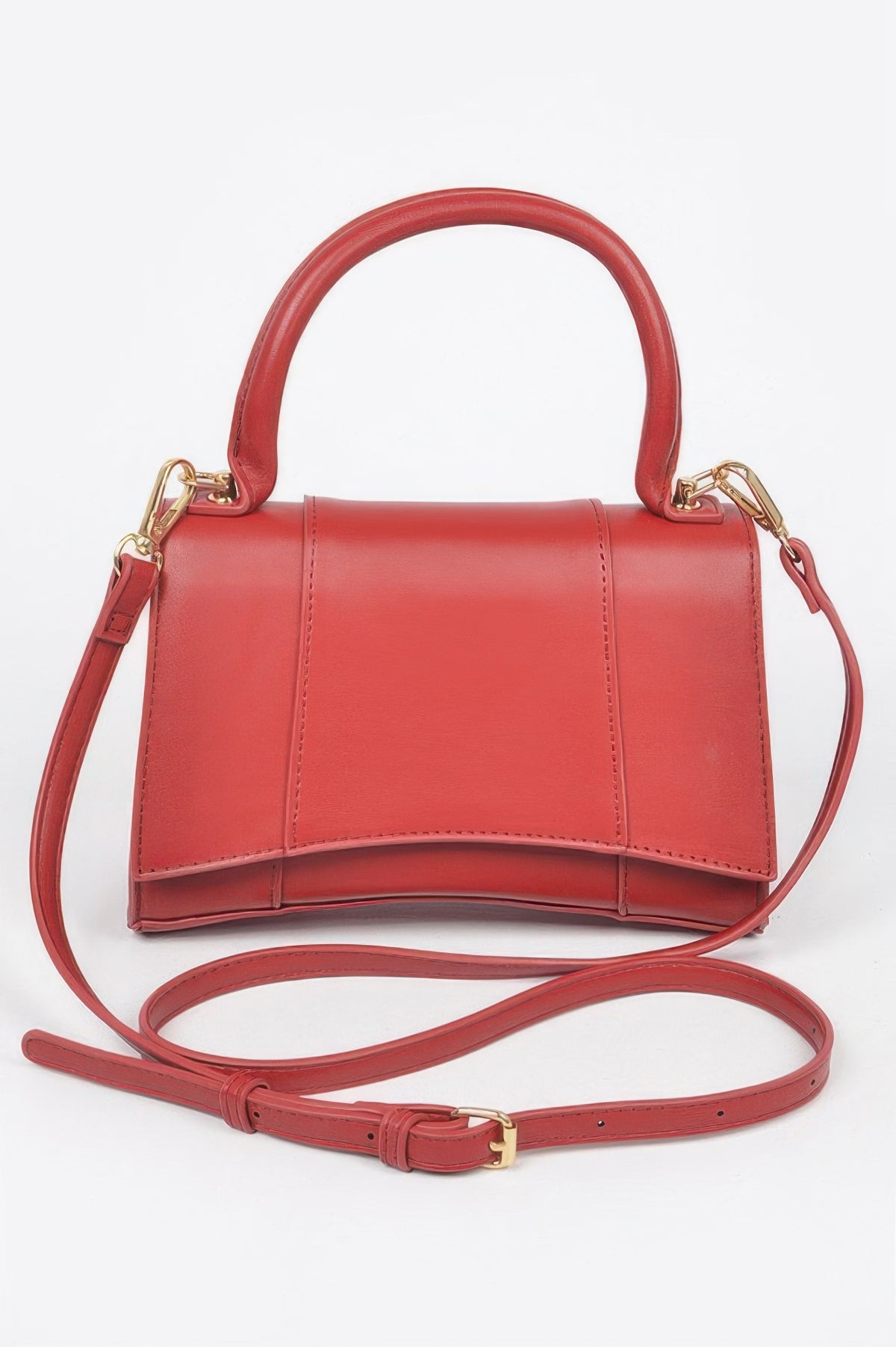 Structured top handle handbag detail view